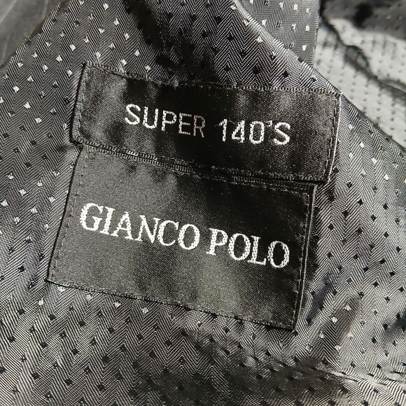 Gianco Polo Blazer Men 42R Black 3 Button Suit Preppy Super 140s Wool Sport Coat - Picture 3 of 14